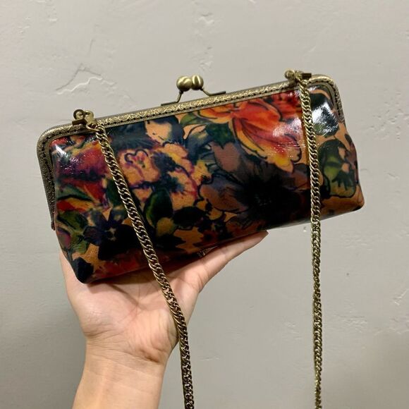 Handmade Genuine Leather Floral Print Kisslock Clutch/Crossbody/Evening Bag - Picture 1 of 11